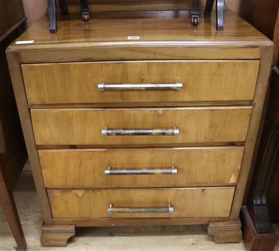 An Art Deco walnut chest of four drawers, W.80cm